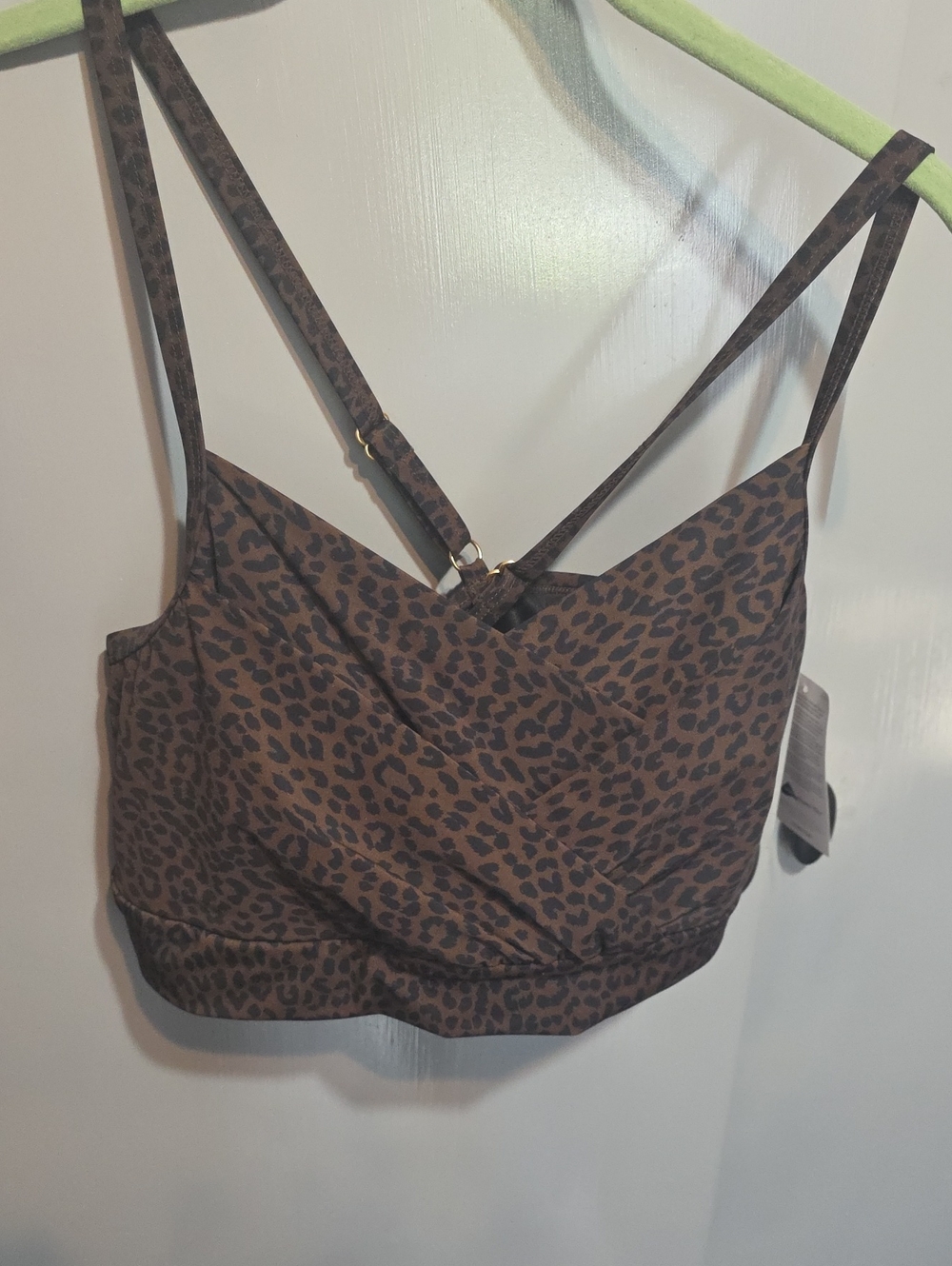 Leopard-Print Crop Cami Top - Brown Land's End size 14